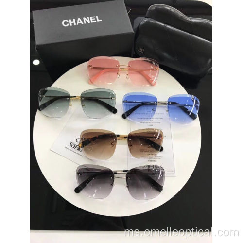 Bentuk Bentuk Oval Rimless Sunglasses Aksesori Fesyen